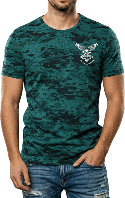 Men's Round Neck Short Sleeve T-Shirt – 100% Cotton, Regular Fit, Hatching Print Design