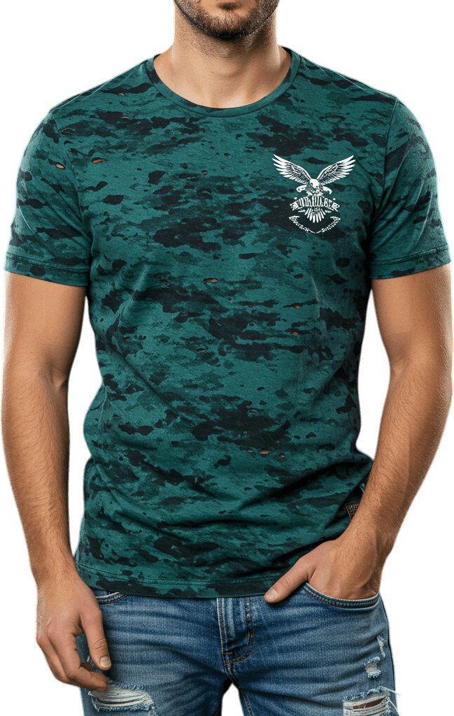 Men's Round Neck Short Sleeve T-Shirt – 100% Cotton, Regular Fit, Hatching Print Design