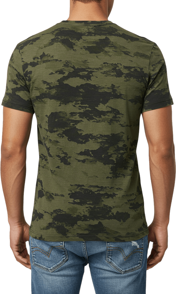 Men's Round Neck Short Sleeve T-Shirt – 100% Cotton, Regular Fit, Hatching Print Design